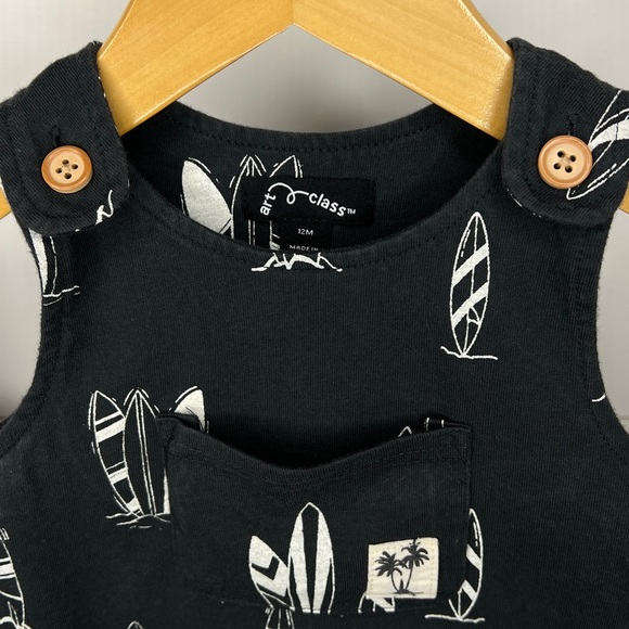 Black Surfboard Print Baby Romper - Picture 4 of 6